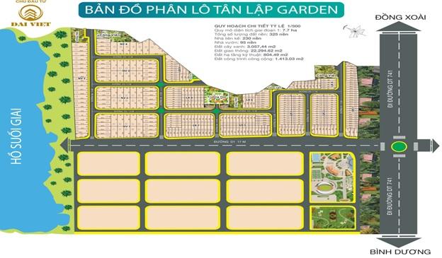 Bản đồ phân lô mặt bằng khu đô thị mới Tân Lập Garden Bình Phước