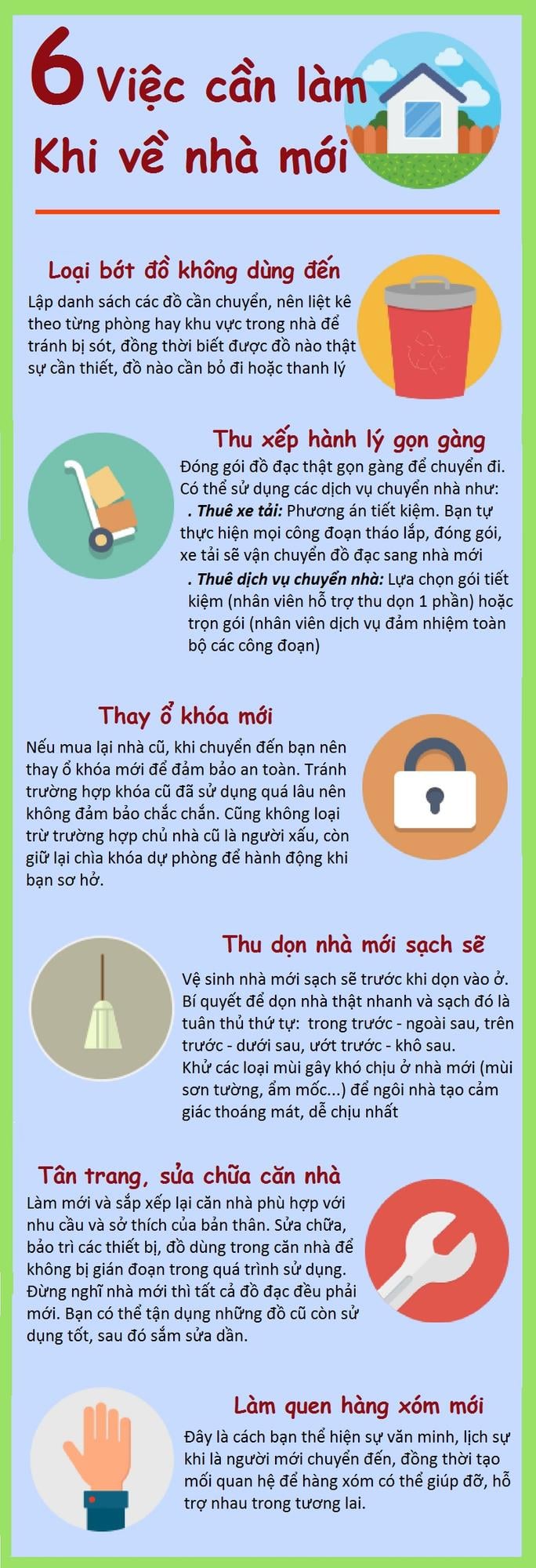 điều cần làm khi chuyển nhà mới