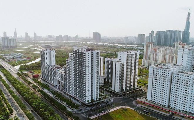 Tòa nhà tái định cư cao tầng nhìn từ trên cao