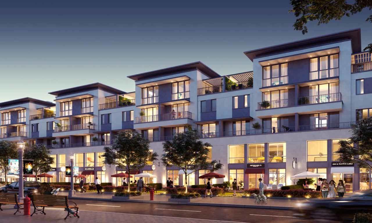 dự án shophouse đông đúc về đêm