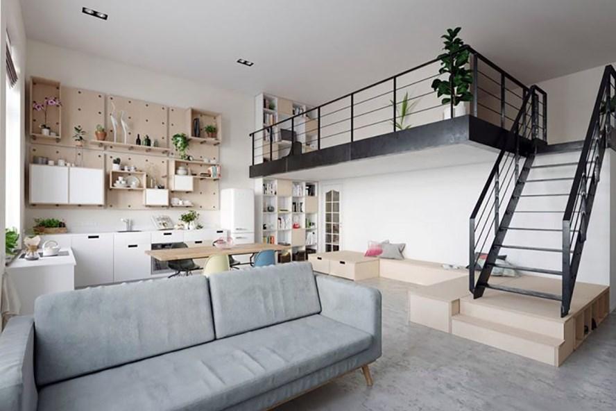 Bên trong một căn hộ có gác lửng của người độc thân
