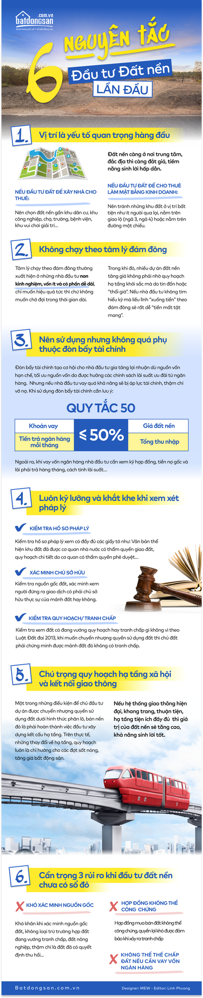 Infographic chỉ ra những lưu ý trong đầu tư đất nền.
