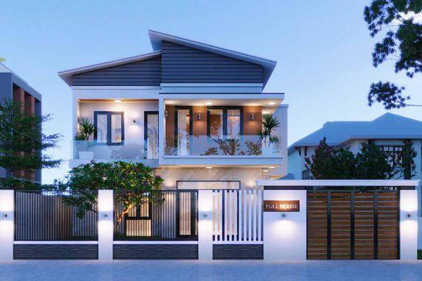 nhà phố mái lệch