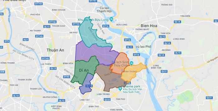 bản đồ hành chính dĩ an