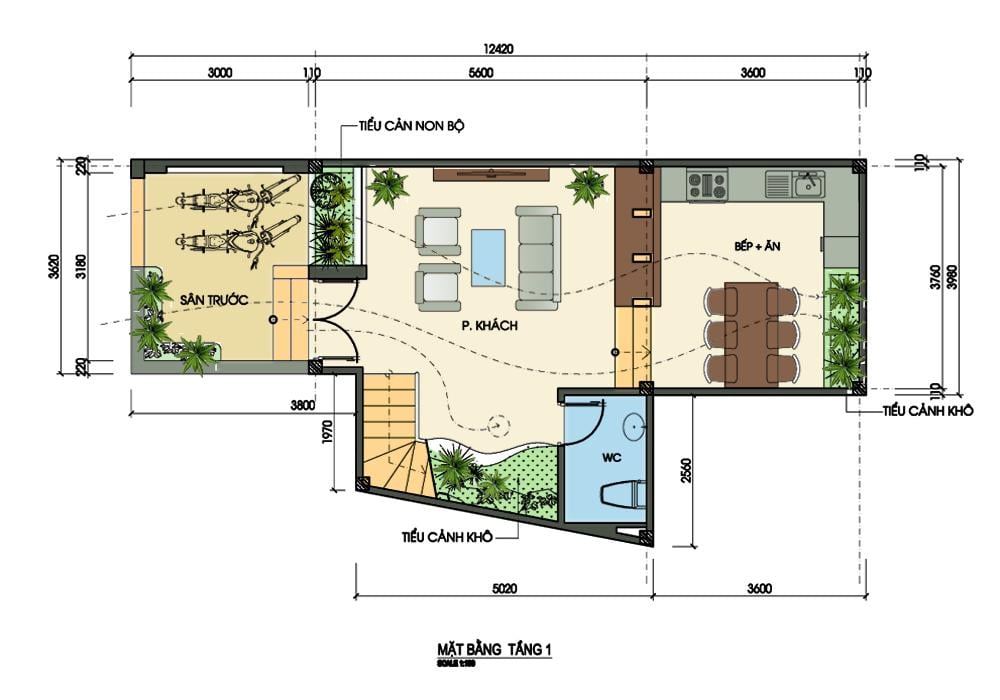 Bản vẽ thiết kế nhà nở hậu