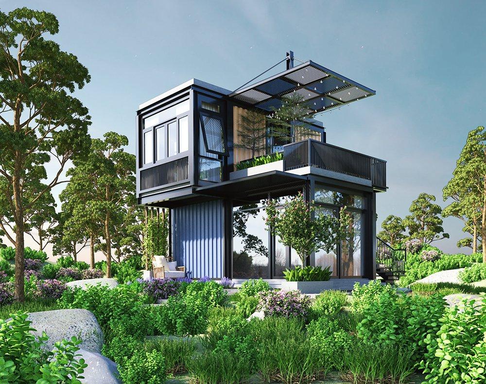 Một mẫu nhà container 2 tầng đẹp