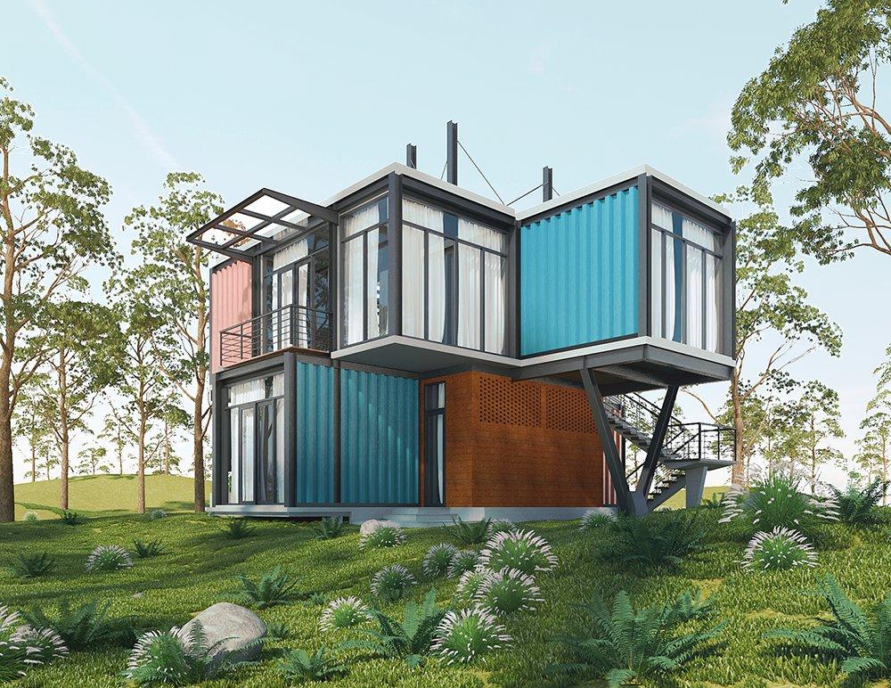 nhà container 2 tầng “chồng ngược” như thế này