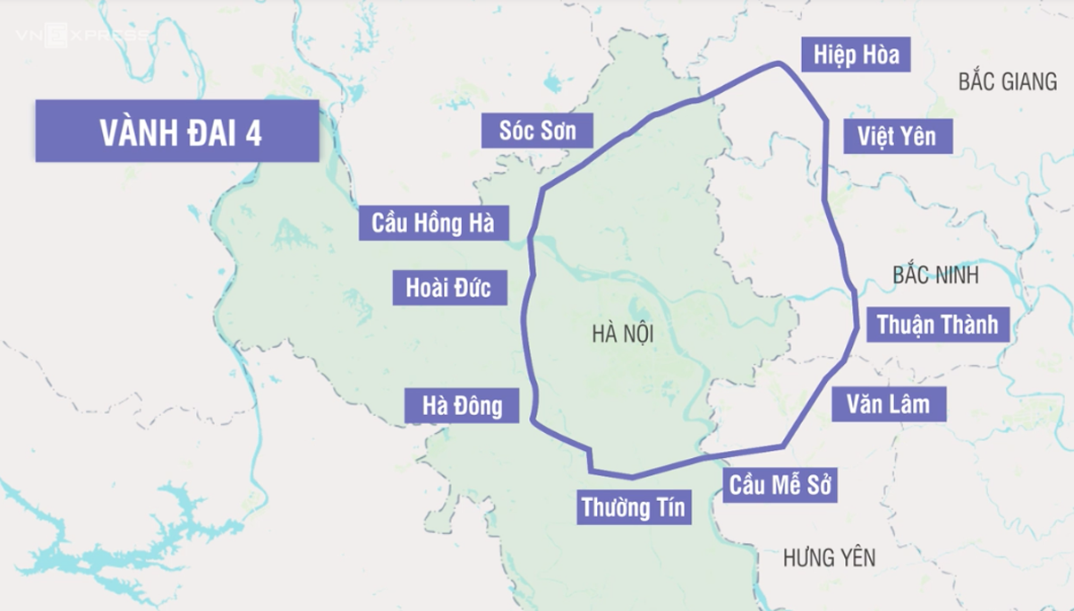 Sơ đồ đường Vành đai 4 Hà Nội