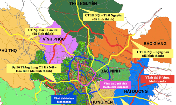 Mạng lưới đường vành đai thuộc quy hoạch vùng thủ đô