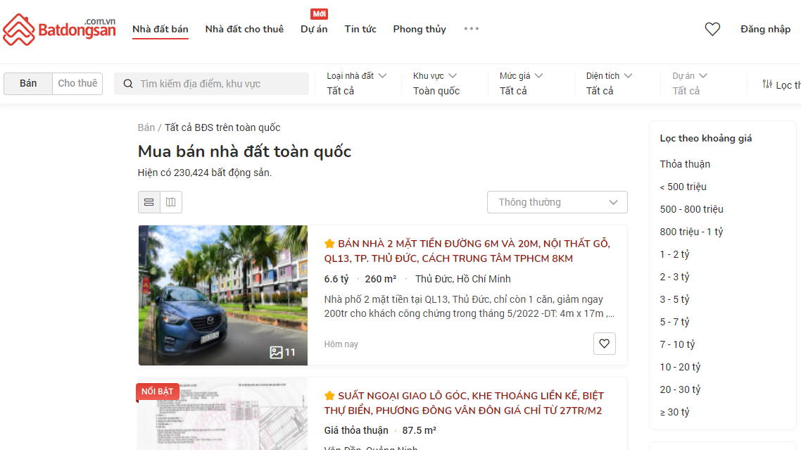 tìm kiếm giá nhà đất trên các kênh thông tin uy tín