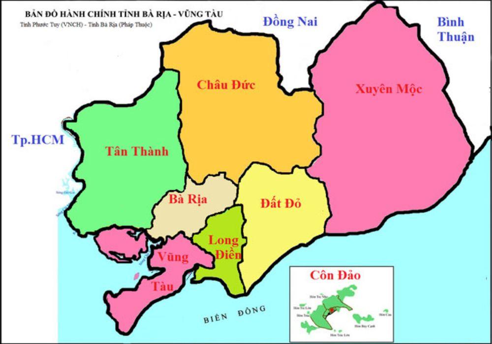 Bản đồ hành chính tỉnh Bà Rịa - Vũng Tàu