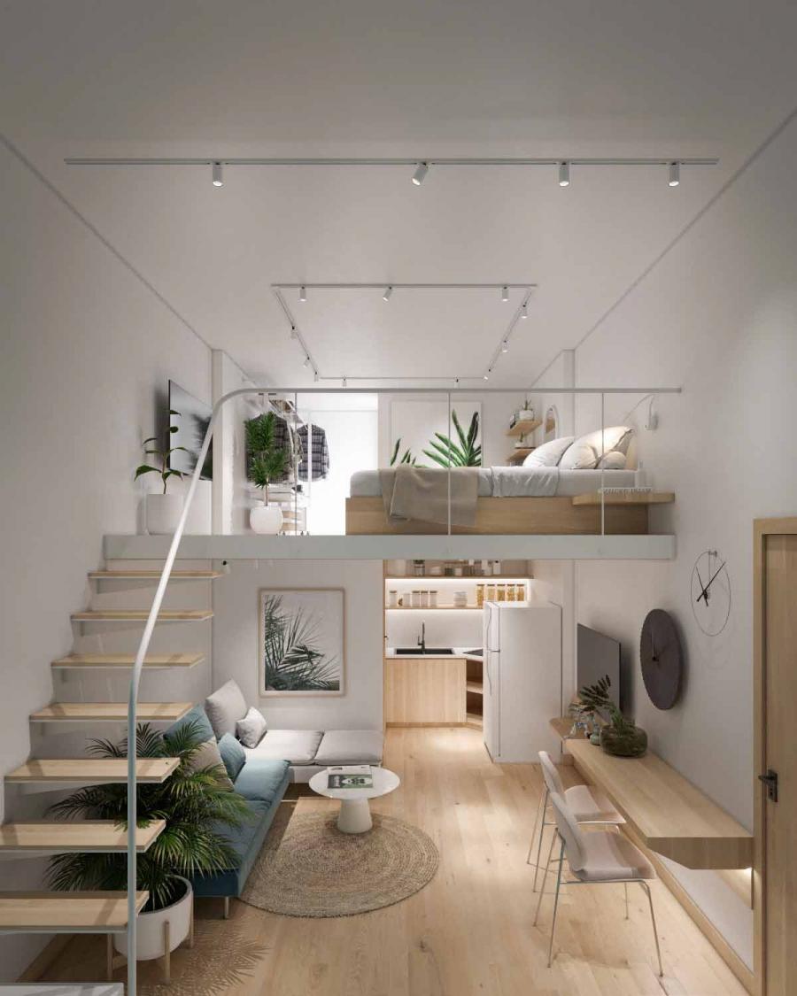 decor phòng trọ có gác