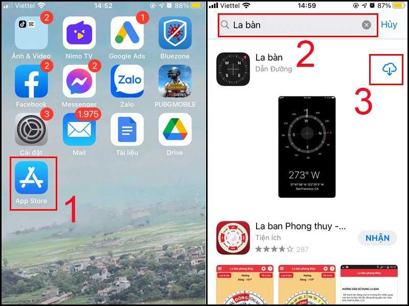 Cách tải ứng dụng la bàn trên điện thoại Iphone