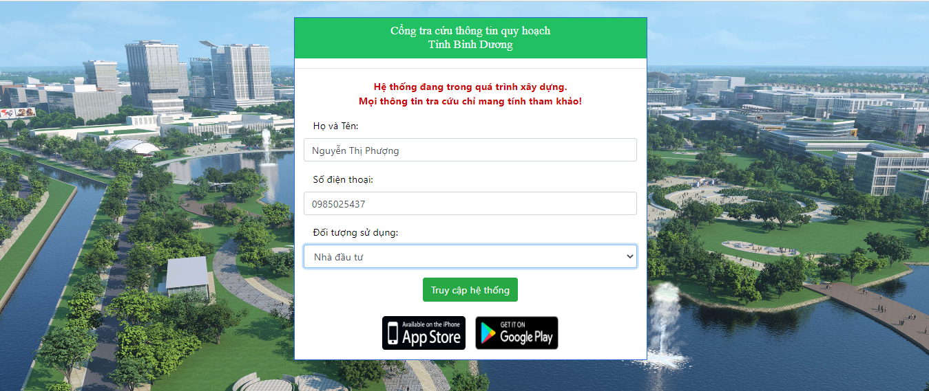 phần mềm tra cứu quy hoạch bình dương