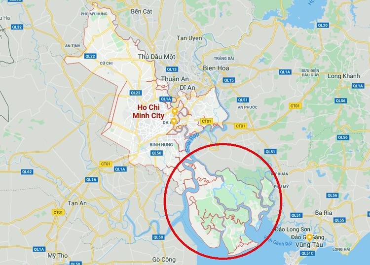 Huyện Cần Giờ nằm ở phía Đông Nam của TP.HCM