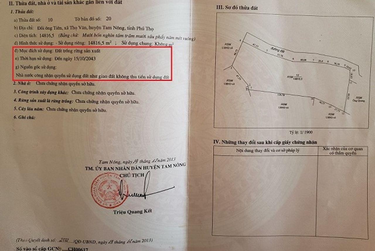 Hình ảnh sổ đỏ đất rừng sản xuất