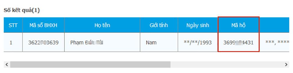 “Mã hộ” chính là số sổ hộ khẩu của bạn.