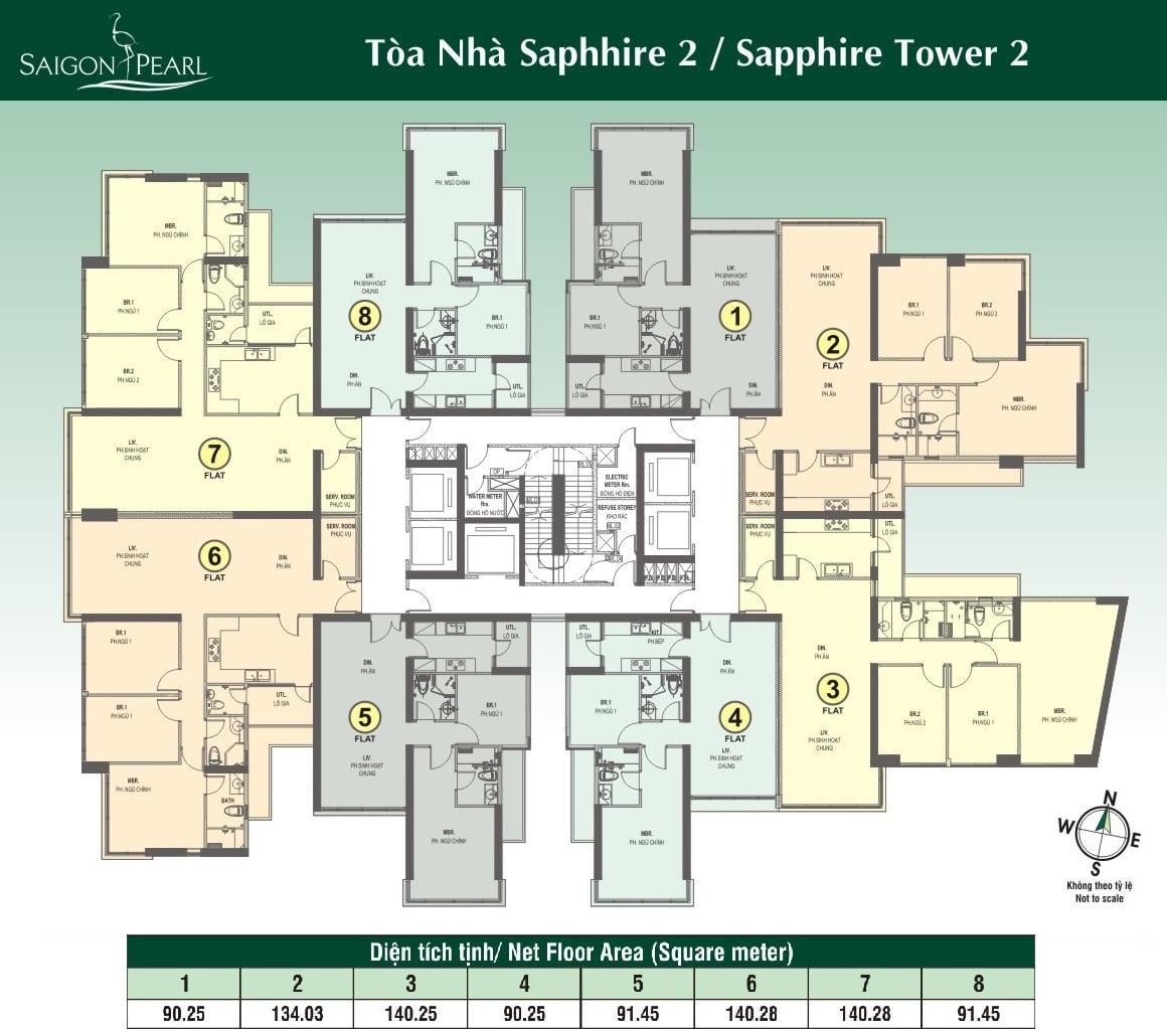 Mặt bằng Saigon Pearl - tòa Sapphire 2