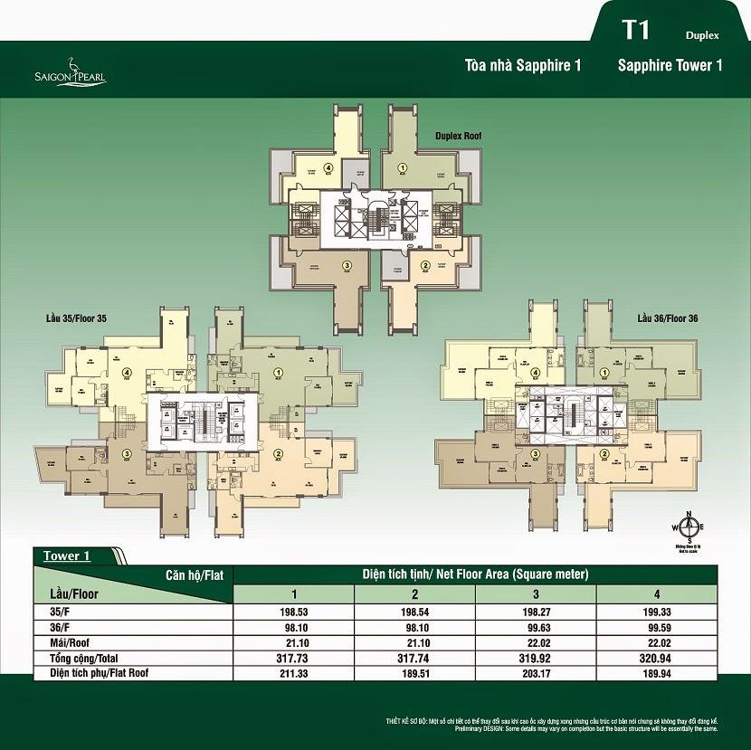 mặt bằng duplex Saigon Pearl Sapphire 1