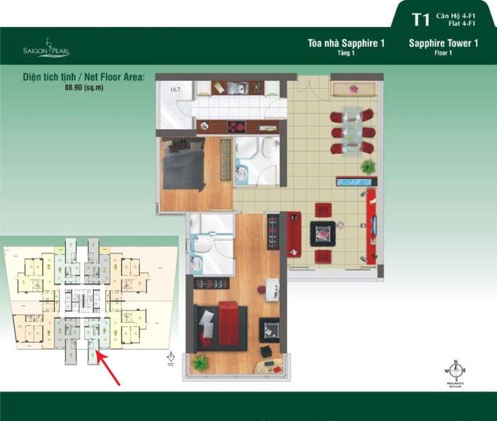 thiết kế căn 03 Saigon Pearl Sapphire 1