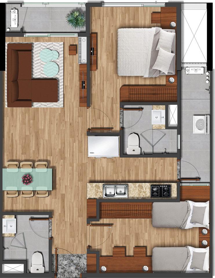 Mặt bằng chi tiết căn số 2