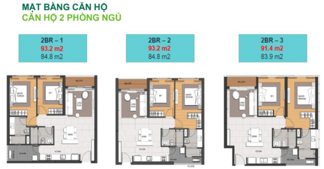 Mặt bằng căn hộ 2 phòng ngủ Linden Residence