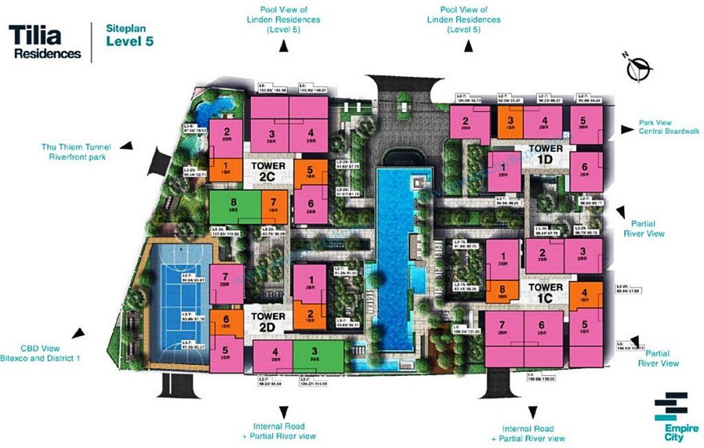 Mặt bằng tầng điển hình phân khu Tilia Residence.