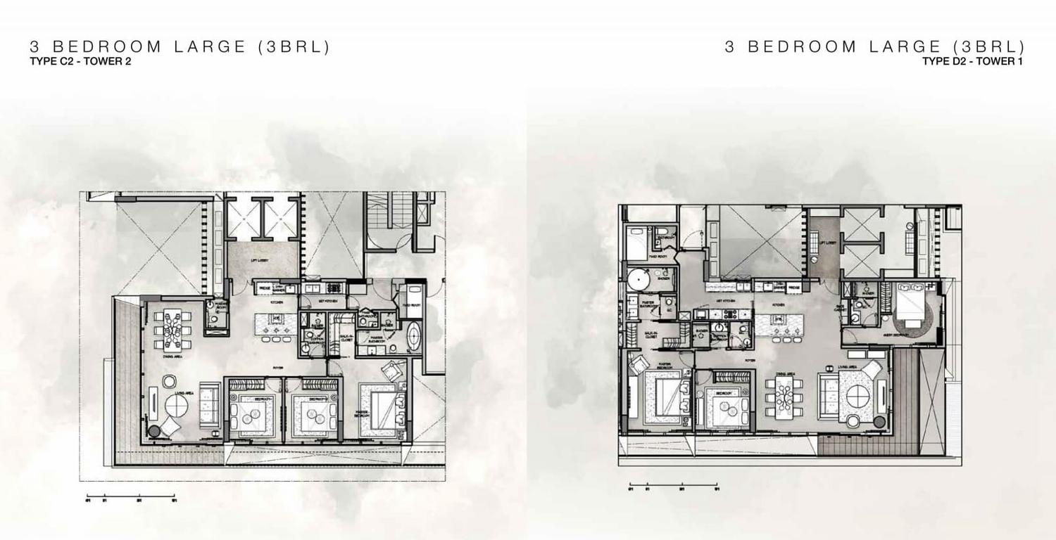 căn hộ 3 phòng ngủ lớn