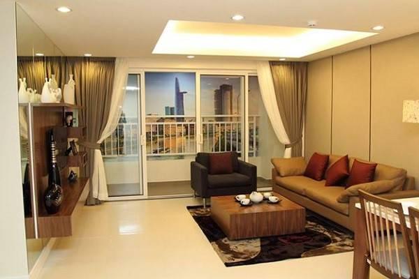 phòng khách căn hộ Sunrise City gam trầm