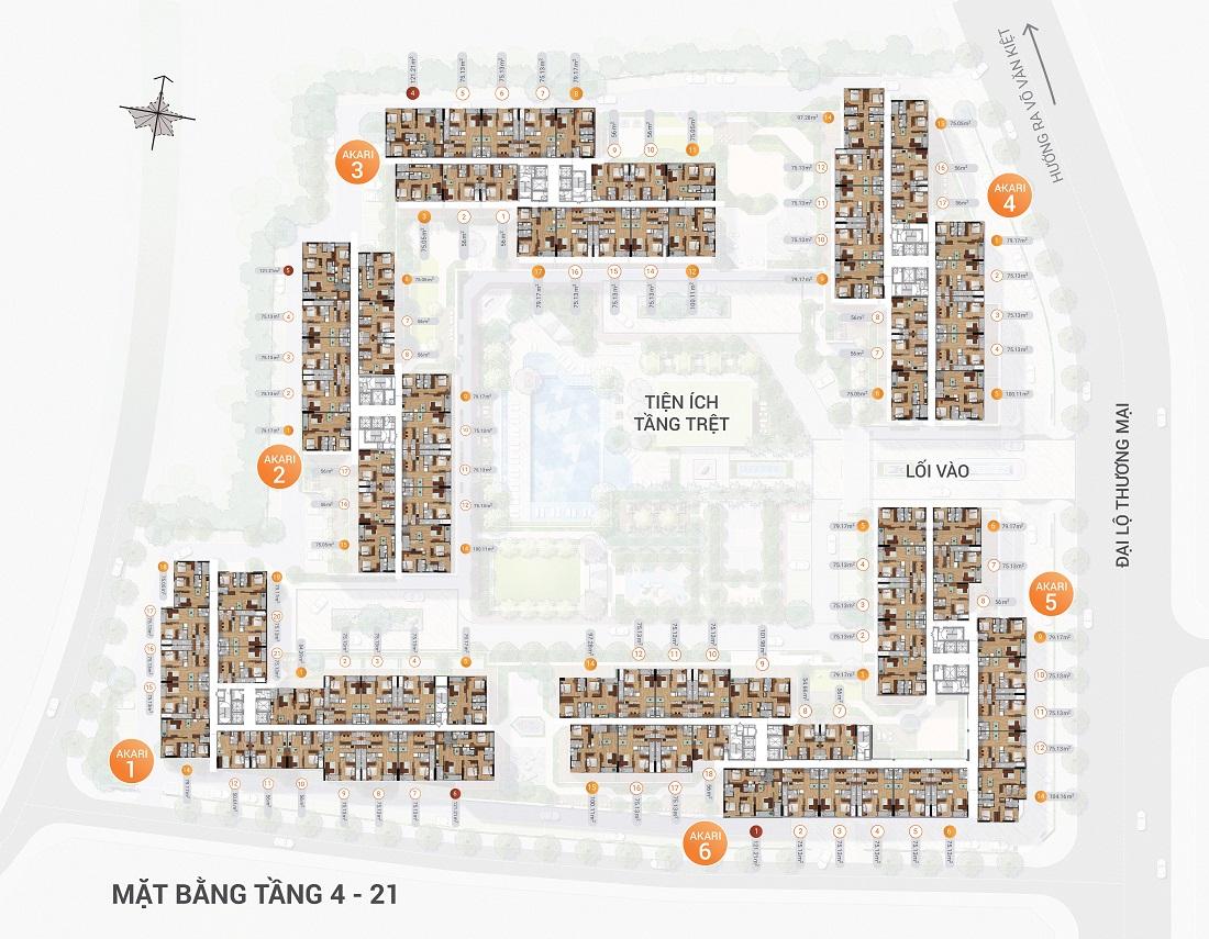 mặt bằng akari city giai đoạn 1