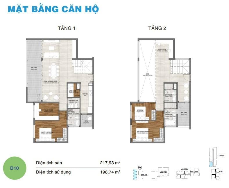 Mặt bằng căn duplex D10