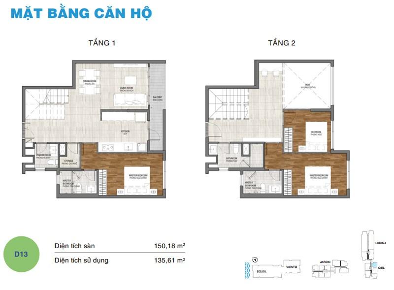 Mặt bằng căn duplex D13