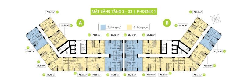 Mặt bằng Phoenix 1​ dự án Topaz Elite Quận 8