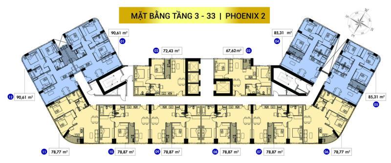 Mặt bằng Phoenix 2​ dự án Topaz Elite Quận 8