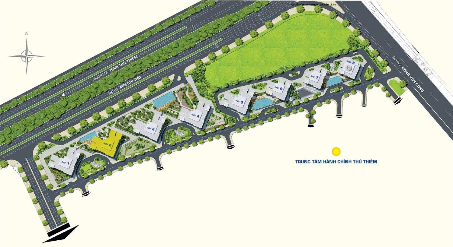 Mặt bằng tổng thể căn hộ the Sun Avenue Quận 2 