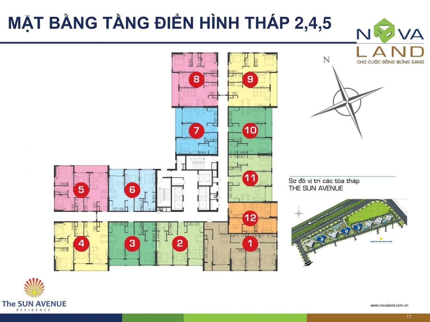Mặt bằng the sun avenue tháp 5, tầng điển hình