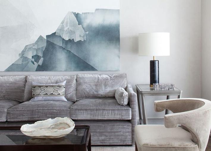 Phòng khách với màu xám ấn tượng