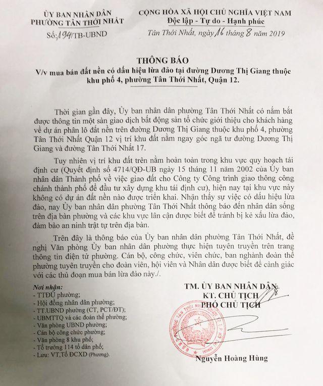 cảnh báo dự án không có thật