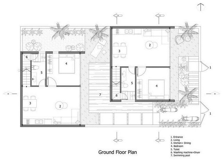 mặt bằng tầng trệt