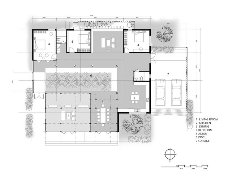 sơ đồ bố trí mặt bằng nhà ba gian
