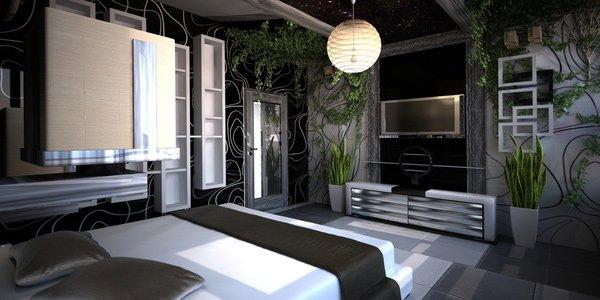 giường ngủ đặt chính giữa phòng