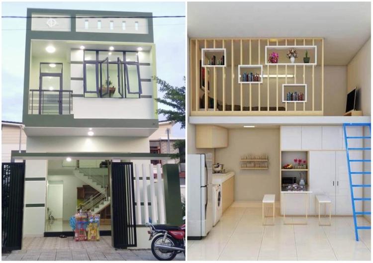 một ngôi nhà 2 tầng khang trang và một phòng trọ được thiết kế nhỏ gọn, hiện đại