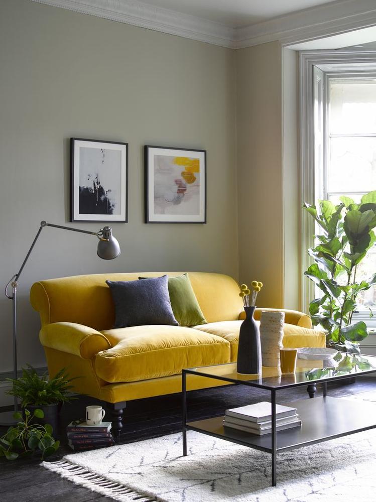 sofa đôi màu vàng tươi