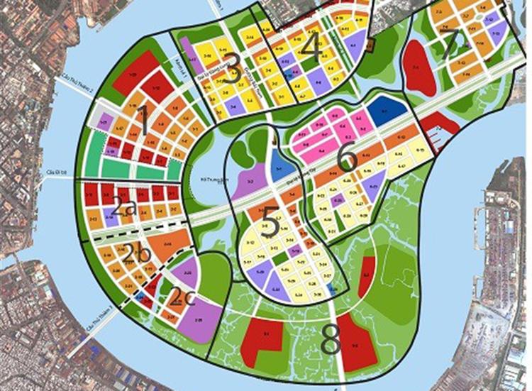 bản đồ các khu chức năng trong khu đô thị mới Thủ Thiêm