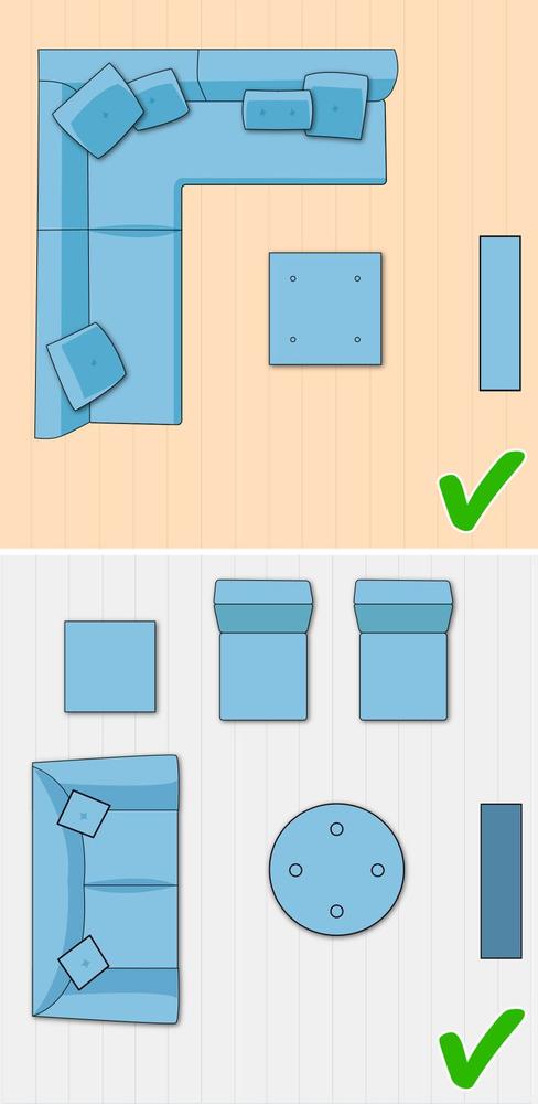 Bố cục chữ L phù hợp với phòng khách nhỏ