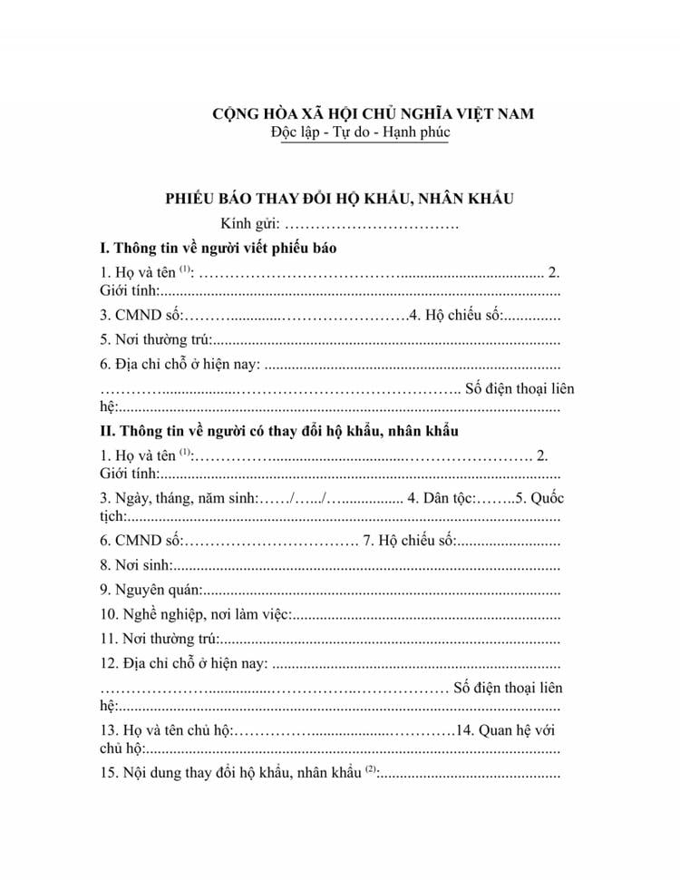 Hình ảnh phiếu báo thay đổi nhân khẩu