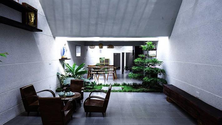Trồng cây tại khu vực giếng trời tạo mảng xanh hút mắt cho không gian nhà ở.