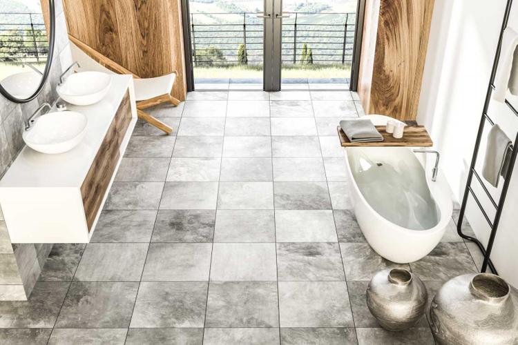 Gạch lát nền nhà tắm màu xám