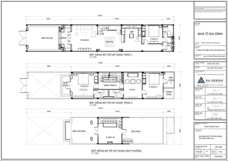 mặt bằng bố trí các tầng nhà phố tân cổ điển