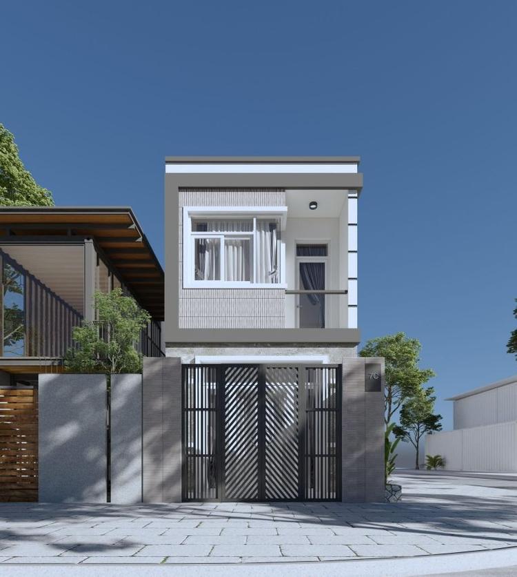 Thiết kế mặt tiền nhà phố không có ban công 1